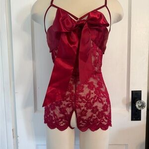 Elegant Red Lace Teddy